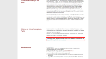Opt-Out-Klick bei Datenschutzerklärung